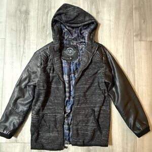 Urban Republic black faux leather jacket with hood